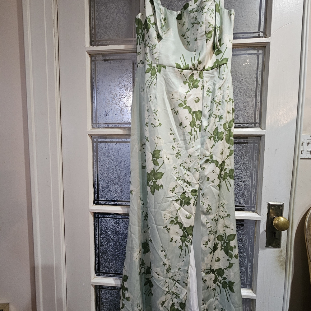 Floral Green and White Maxi Dress